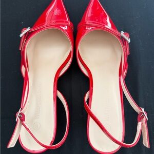 Wild Diva Red Patent Slingback Heels